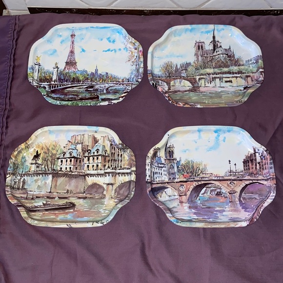 Vintage Elite Trays - France scenes set of 4 made in England - Picture 1 of 7